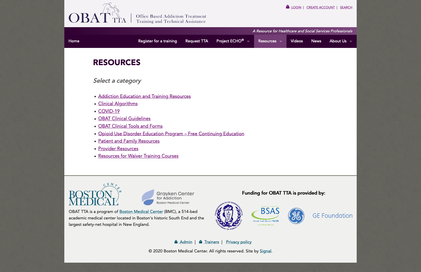 Read Boston Medical Center Resources on BMCOBAT.org.